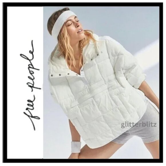 Free People Movement Pippa Packable Puffer Jacket Pullover - White  - Medium - Picture 1 of 11